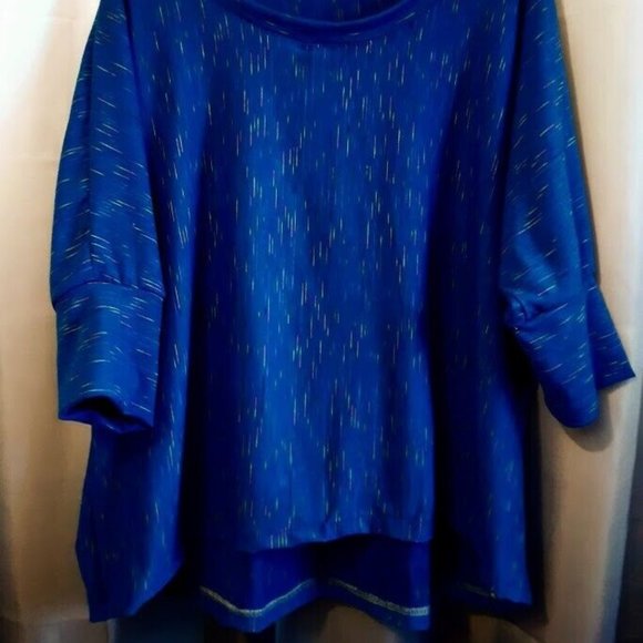 Fireworks print T-shirt Top Plus 1X Blue pink green blend Dolman Scoop neck hilo - Picture 4 of 12